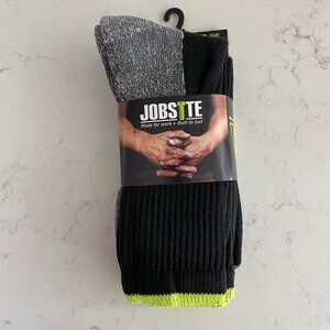 Gold Medal Intl Jobsite 3 Pairs Crew Socks Made for Work Blk Grn Shoe Sz 6-12